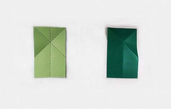 Схема изготовления лягушки оригами из прямоугольника