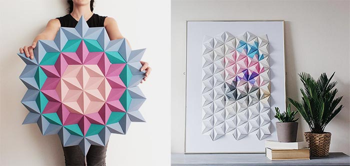 На картинке изображено - Искусство оригами: фигурки из бумаги своими руками, рис. Панно оригами
