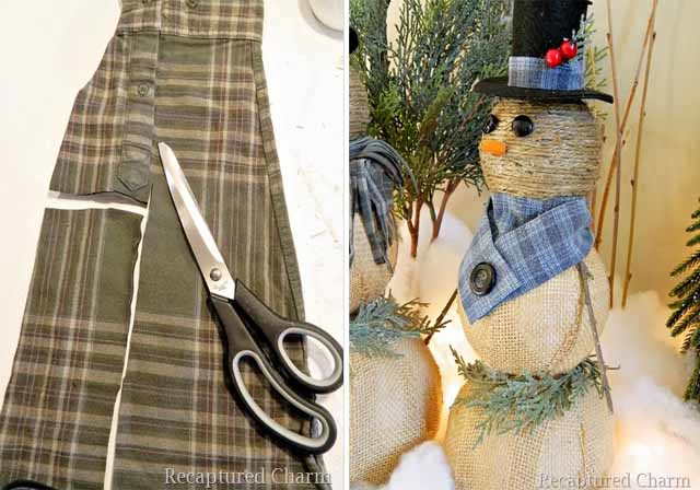 шарф для снеговика из старой рубашки