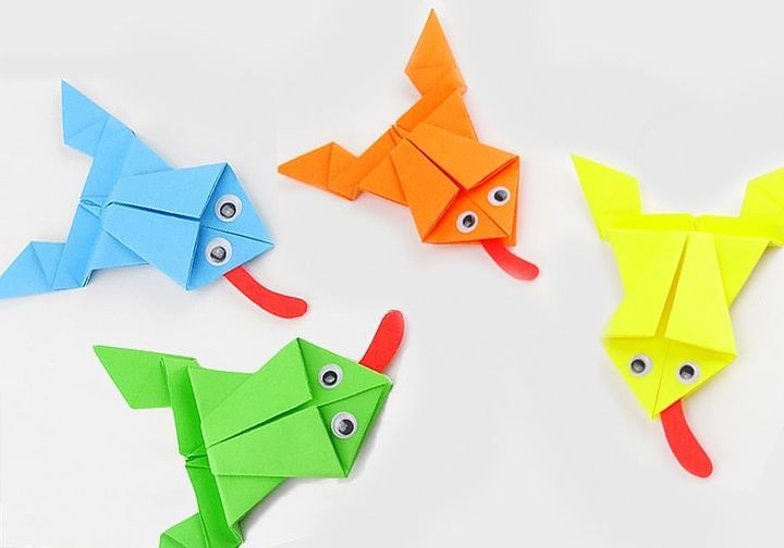 Цветные оригами лягушки