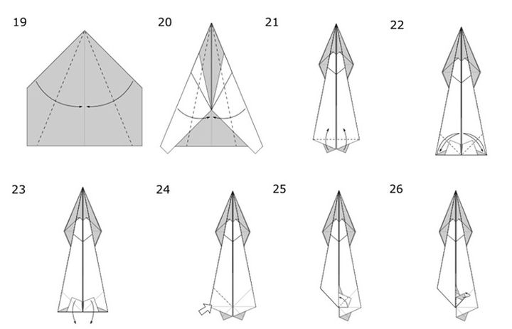 Сборка журавлика оригами