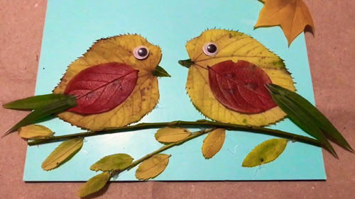 поделки сова из листьев на осеннюю тему