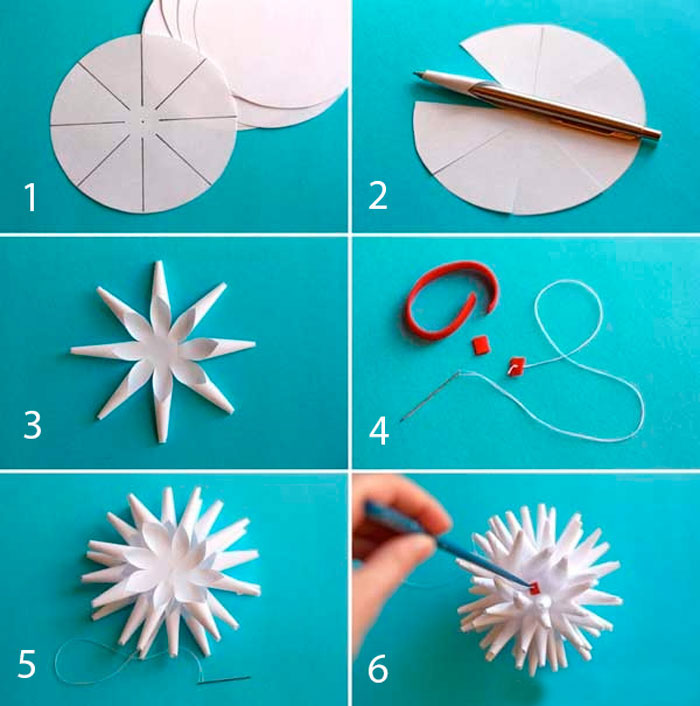 как сделать своими руками объемные снежинки из бумаги на новый год 8