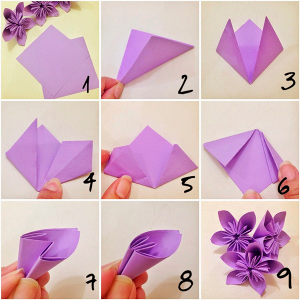 сделать цветок из цветной бумаги своими руками