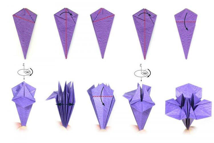 простой цветок оригами из бумаги для детей