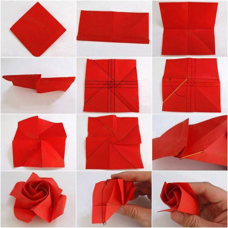 оригами цветы розы простые схемы для детей