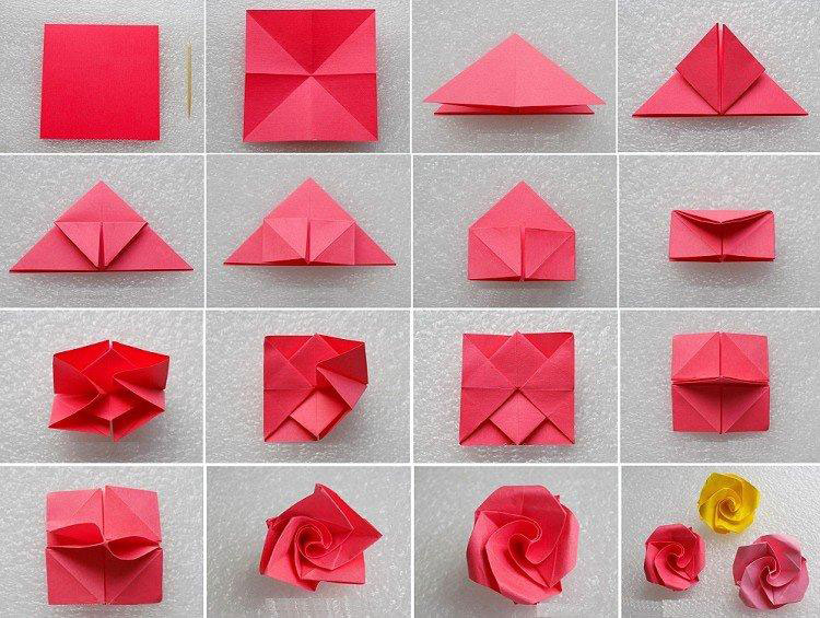 оригами цветы розы простые схемы для детей 2