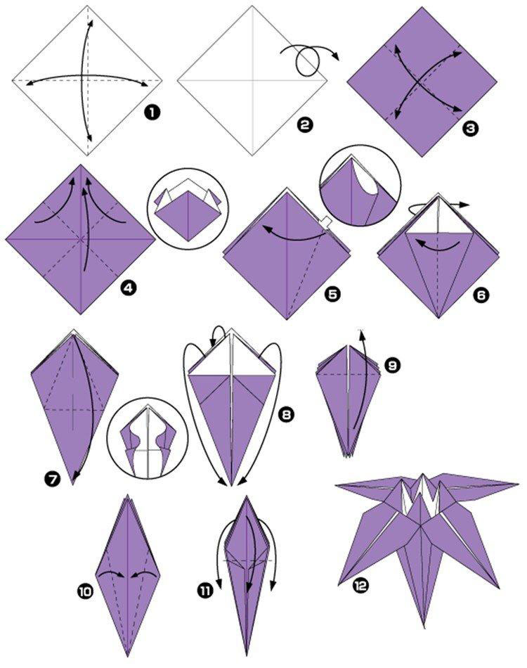 простой цветок оригами из бумаги для детей 3