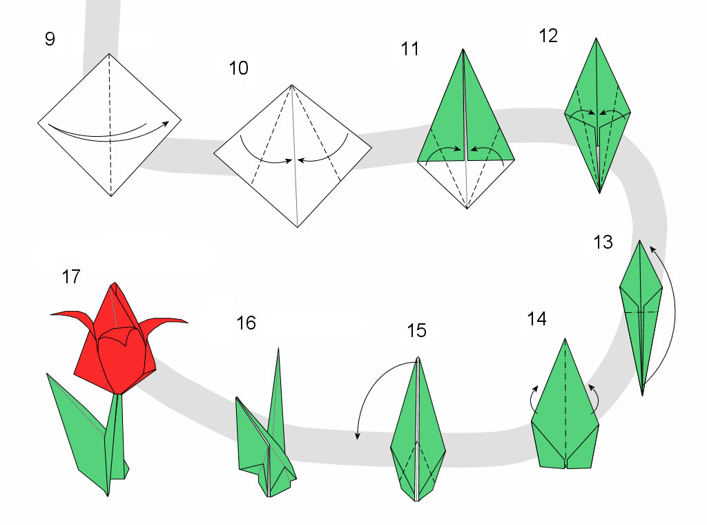 Простые цветы оригами для детей 7