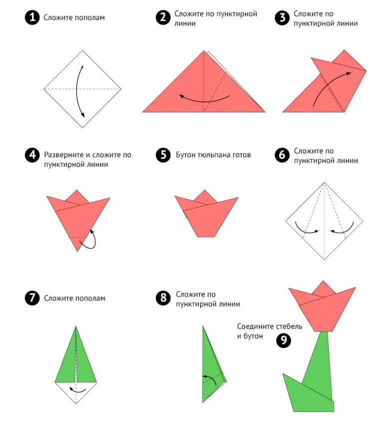 Простые цветы оригами для детей 8