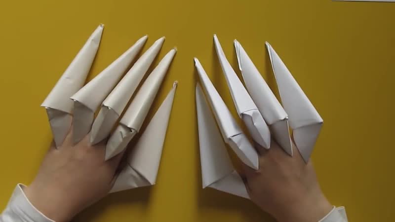 Разные способы сделать когти из бумаги оригами