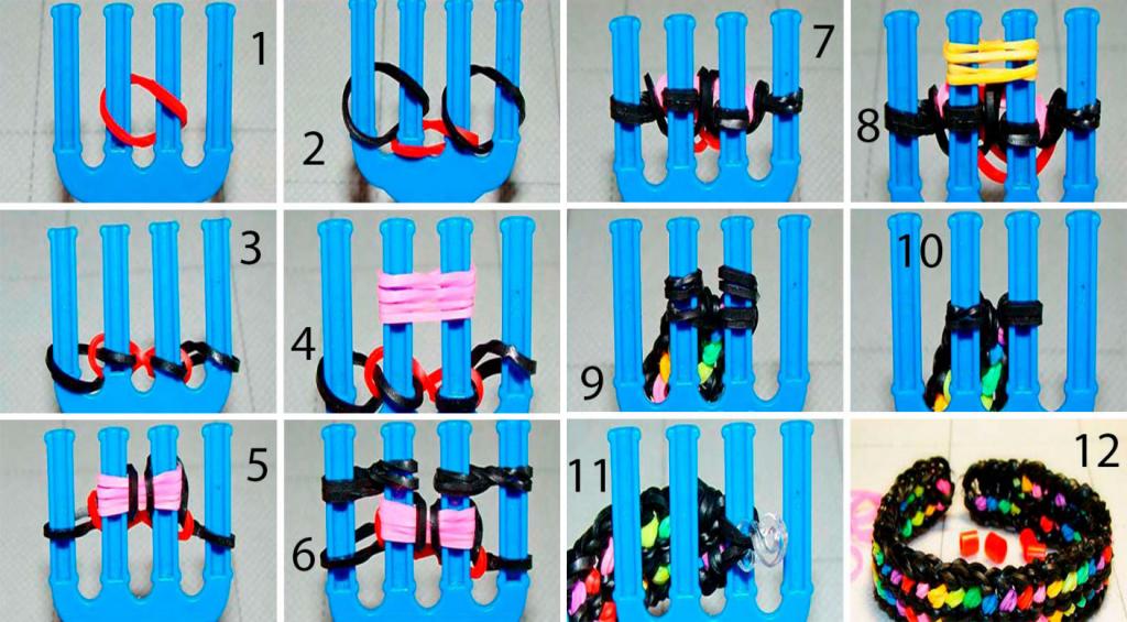 Плетение резинок на рогатке - как плести браслеты из резинок, фигурка, кот (фото/видео инструкция)
