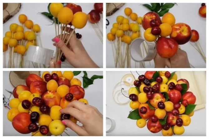 как сделать букет из фруктов мастер класс