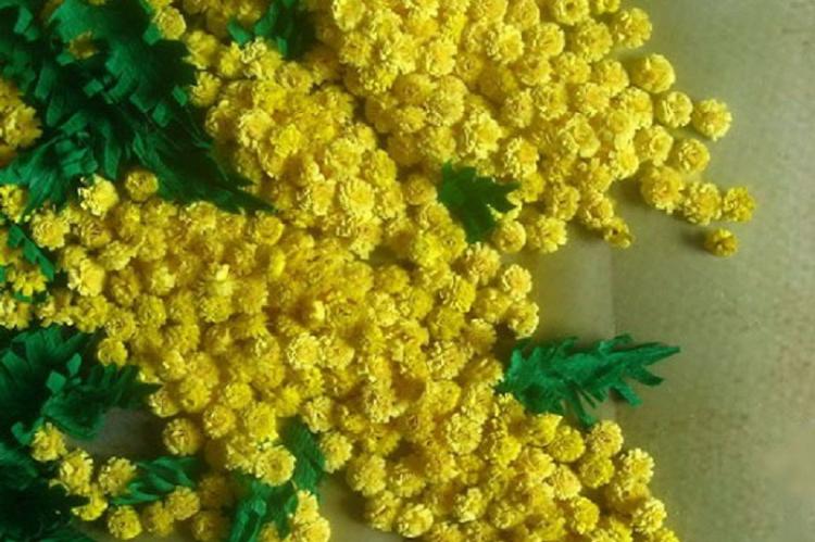 Ветка мимозы - Цветы из салфеток своими руками